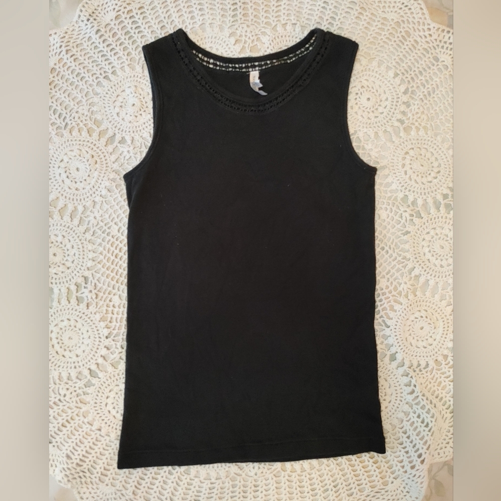 💚 VANITY FAIR Black Cotton Tank Top Size Small